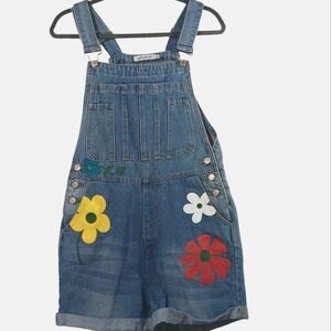 MISSLOOK Short Bib Overalls Floral Print SZ Medium